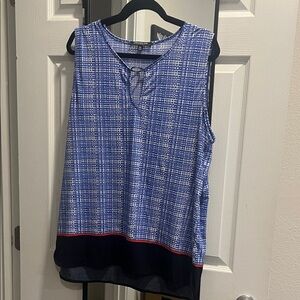 Jones New York Blue and Black Patterned Tank Top